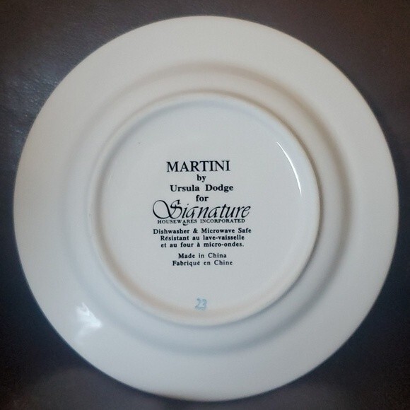 6 Signature Martini Appetizer Canape Plates 6 3/4" Ursula Dodge Porcelain - Picture 9 of 16
